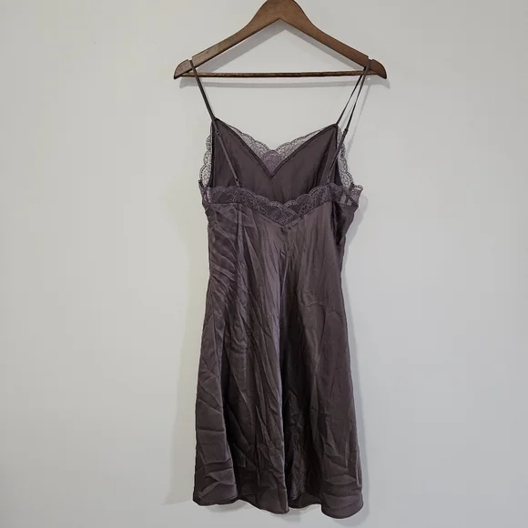 Silk Lace Trim Chemise Coquette Slip Dress Large - Picture 2 of 7
